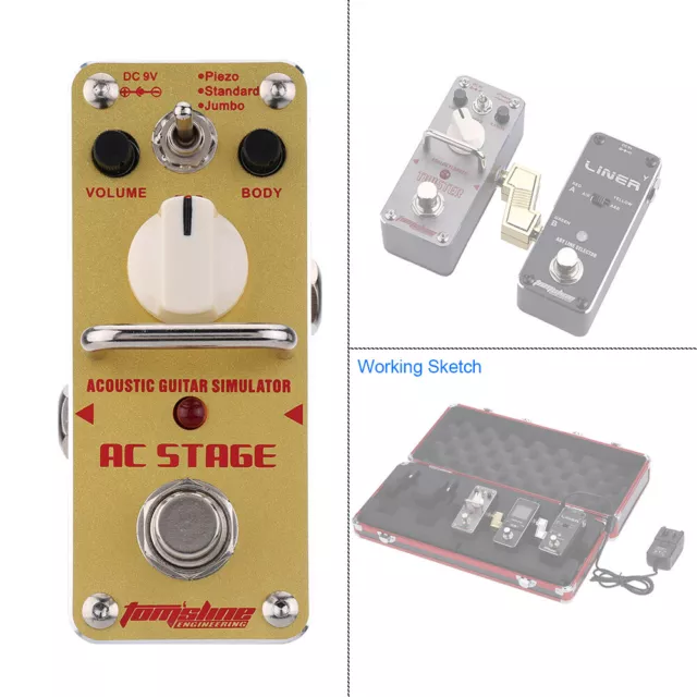 AROMA AAS-3 AC Stage Simulator Nano Acoustic Guitar Effect Pedal Analog Pedal