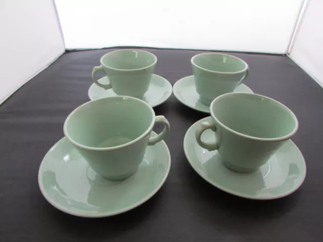 4x Woods ware Beryl cups & saucers  Green - Very Good Condition Condition