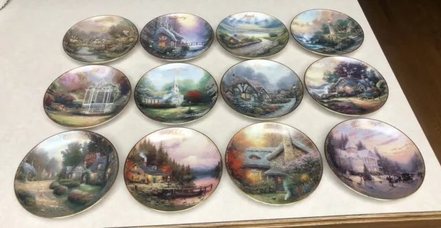 12 Thomas Kinkade's Simpler Times Bradford Exchange 5 3/4" Plate Full Set