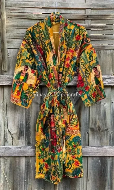 Luxury Velvet Fringe Jacket Coat Kimono Duster Frida Printed Kimono Long Jacket