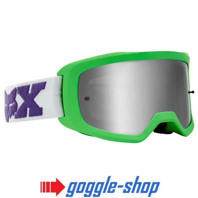 Fox Main II X Motocross MX Lunettes Argent Allumage Lentille - Linc Vert Blanc