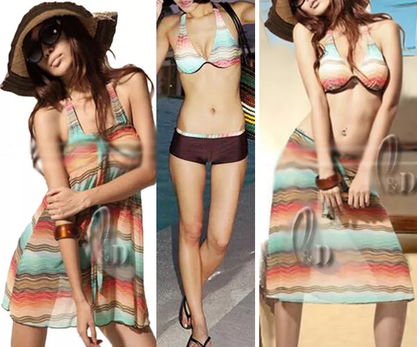 Au Stock Womens Swimwear Skirt Dress Bikini+Cover Up 3 Piece Swimsuit Sw032