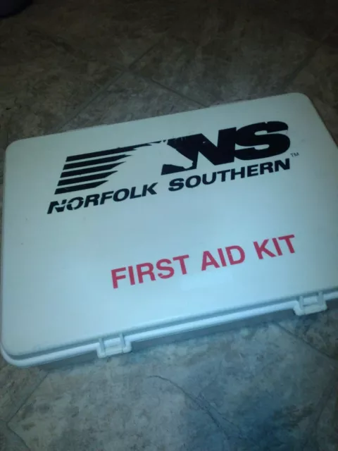 Norfolk Southern Railroad Train First Aid Kit plastic Box w/ Contents
