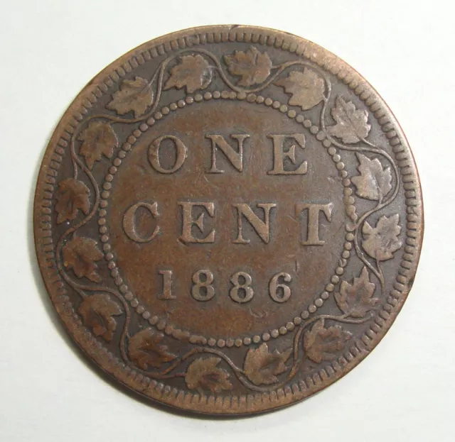 1886 Canada One 1 Cent Victoria Large Penny Coin