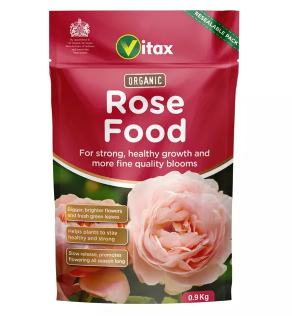 Vitax Organic Rose Food Fertiliser Nitrogen Phosphate Potash Feed 900g Pouch