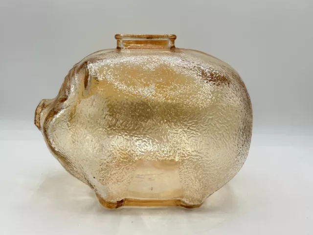 Vintage Anchor Hocking Textured Amber Glass Piggy Bank