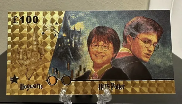 24k gold Foil Plated Harry Potter Hogwarts banknote Collectible