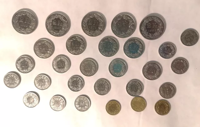 Lot De 29 Pieces De Monnaie Suisse
