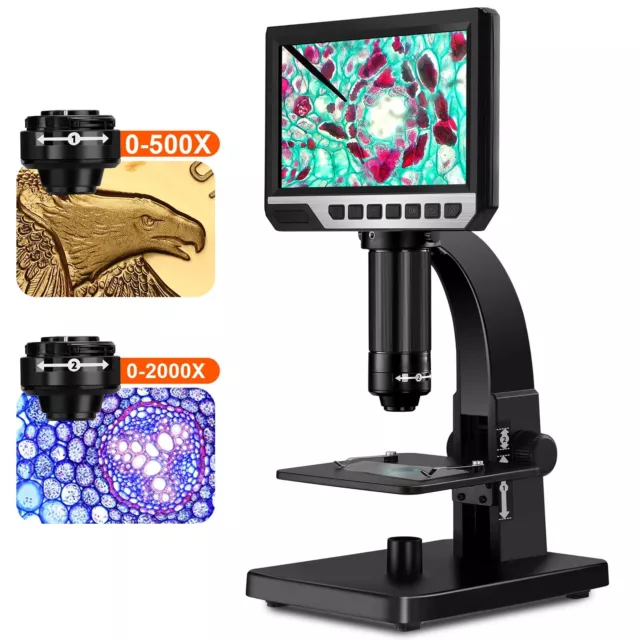7in Digital Microscope USB Industrial Endoscope 2000X Amplification Magnifier