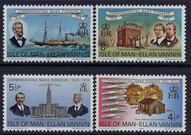 1975 Isle Of Man Manx Pioneers Set Of 4 Fine Mint Mnh/Muh