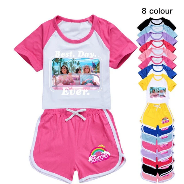 Nuovi pantaloncini per ragazze Barbie The Movie set t-shirt bambini pigiama loungewear Regno Unito