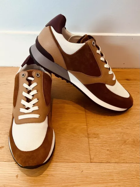 JOHN LOBB FOUNDRY Mens Cognac Suede Trainers Sneakers UK 11 EU 45