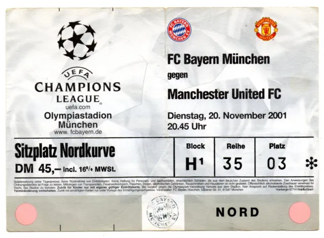 Biglietto EC Bayern Monaco - Manchester United 20.11.2001