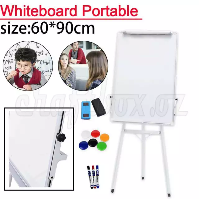 60x90cm Portable Stable Whiteboard Magnetic Easel with Telescopic Tripod Stand