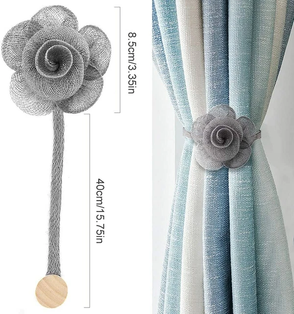 2x Magnetic Curtain Tie Backs Clips Flower Buckle Holder Home Window Decor Gifts
