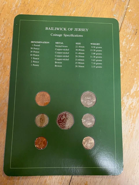 Coin Sets Of All  Nations  Baliwick Of Jersey   1984 - 85  Unc  W / Card 2