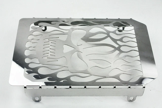 For HONDA GL1500 Year Skull Flame Radiator Grille Cover Trim Stainless Chrome