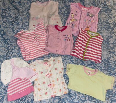 Baby Girls 3-6 Months Velour Babygrow Gro Sleepsuit Vest Hat Bundle 10 Items