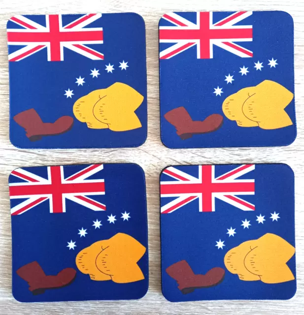 The Simpsons Australian Flag Rubber Neoprene Coasters Man Cave Barware