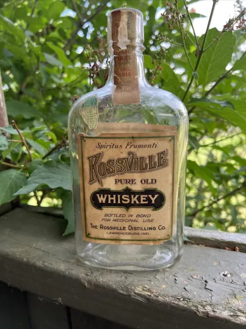 Pre-prohibition Rossville Pure Old Whiskey Pint Bottle