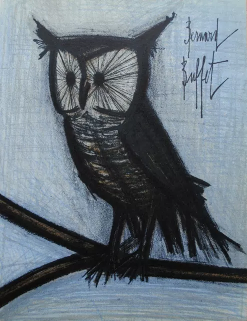 Bernard BUFFET : le petit Hibou, LITHOGRAPHIE originale signée, MOURLOT, 1967