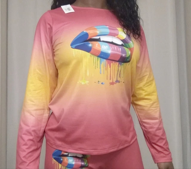Brand New Women's 2 Piece Set  Top and Pants Barbie Pink Sz L/ X 2