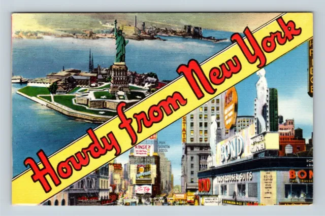 New York City NY, LARGE LETTER Greetings, New York Vintage Postcard