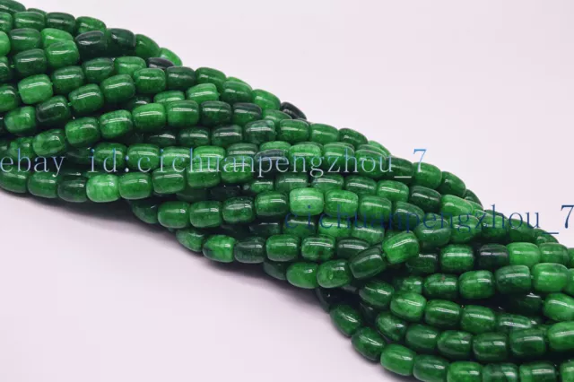 Natural 9x11mm Green Emerald Gemstone Column Cylinder Loose Beads 15'' AAA