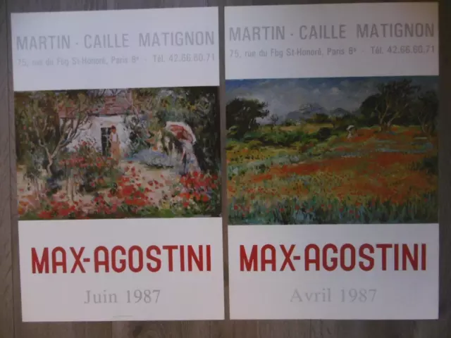 MAX-AGOSTINI 2 Affiches originales 1987 Impressionnisme Corse Berry Coquelicot