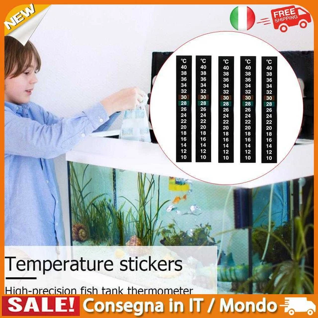 IT Aquarium Fish Tank Thermometer Liquid Sticker LCD Adhesive Strip (5pcs)