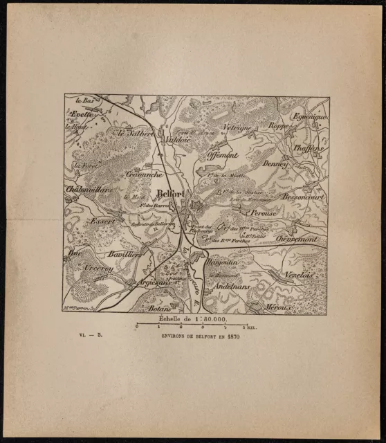 1898ca - Environs de Belfort (Alsace & Franche-Comté) - Carte guerre 1870