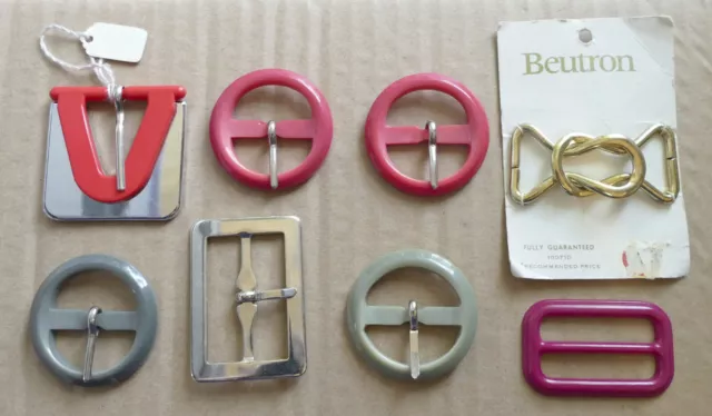 8x Vintage BELT BUCKLE Bulk Lot Bundle Plastic Metal Buckles Sewing Retro Craft