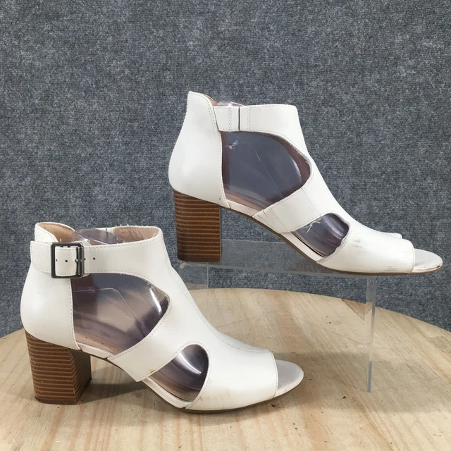 CLARKS SANDALS WOMENS 9.5 M Deva Heidi Casual Ankle Strappy White Leather 19.99 PicClick