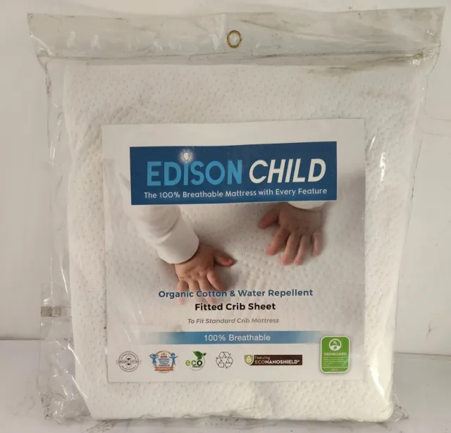 Edison Child - algodón orgánico y repelente al agua - sábana de cuna ajustada