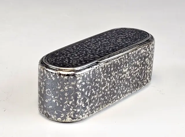Large 19C Russian Silver Niello Snuff Box