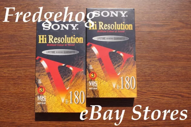 2 X Haut Grade Sony E-180 Cassette Vidéo VHS / Bandes - 3 Heures/6 Heures sur