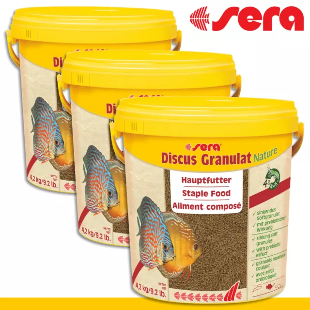 Sera 3x 10l Discus Granulé Nature Dans Seau Nourriture pour Poissons D'Aquarium