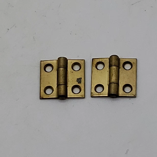 Vintage Matching Pair Brass Hinges - National Man Co. Four-hole Mount