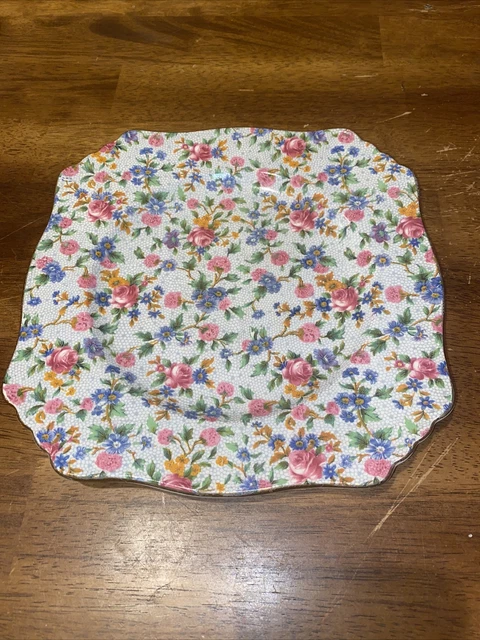 Royal Winton grimwades old cottage chintz. salad Luncheon plate 8.75” square EC