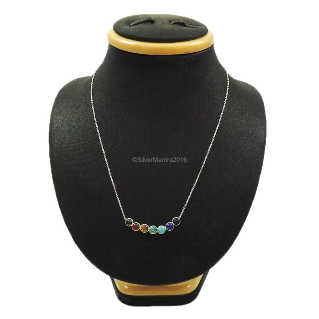Collier Artisanal En Argent 925 Avec Pierre Turquoise Naturelle - Style Chakra & Bohème