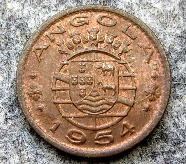 Angola Portuguese Colonial 1954 50 Centavos Aunc