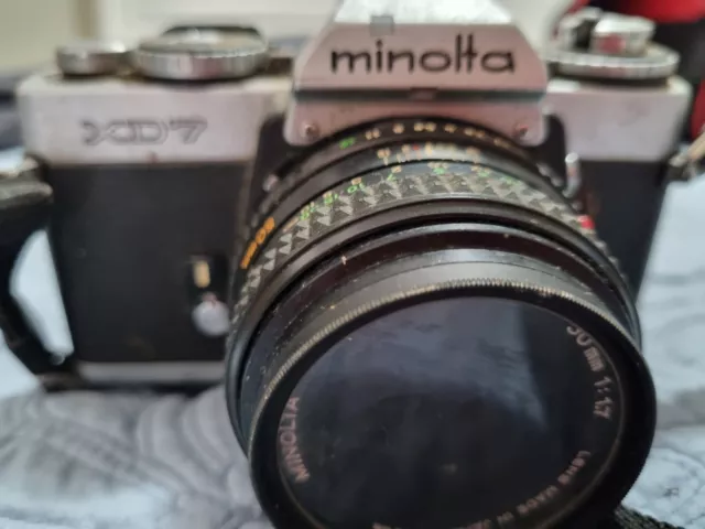 Minolta XD7 35mm SLR Film Camera Body - Silver Chrome