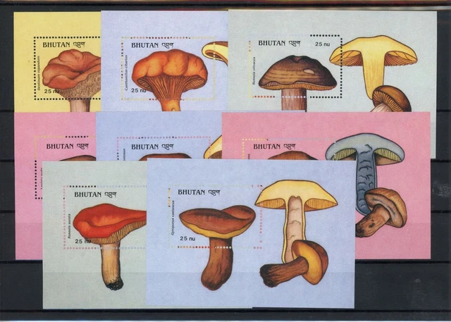 Bhutan Block 189-191, 94-95, 97-98, 200 postfrisch Pilze #JO641