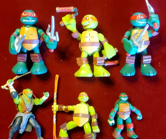 Lot 6 Teenage Mutant Ninja Turtles Action Figures 2012 2014 Playmates TMNT