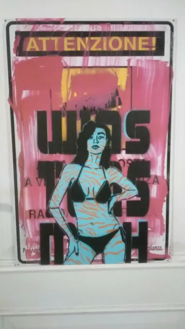 Original stencil not silkscreen art pochoir, no banksy obey faile street art