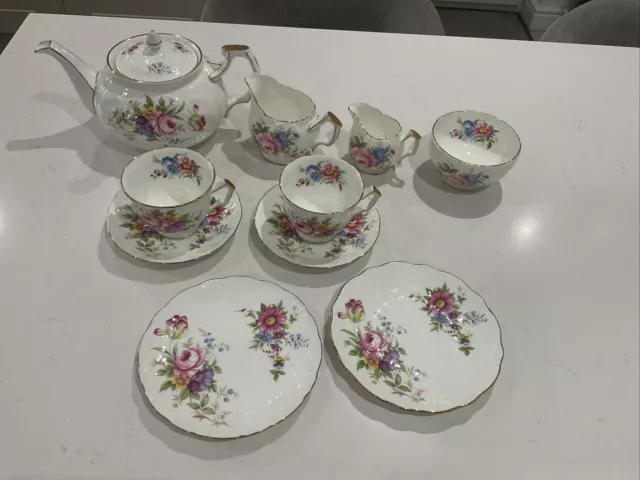 Aynsley bone china tea set With Flowers Tulip, Rose, Forget Me Not Etc