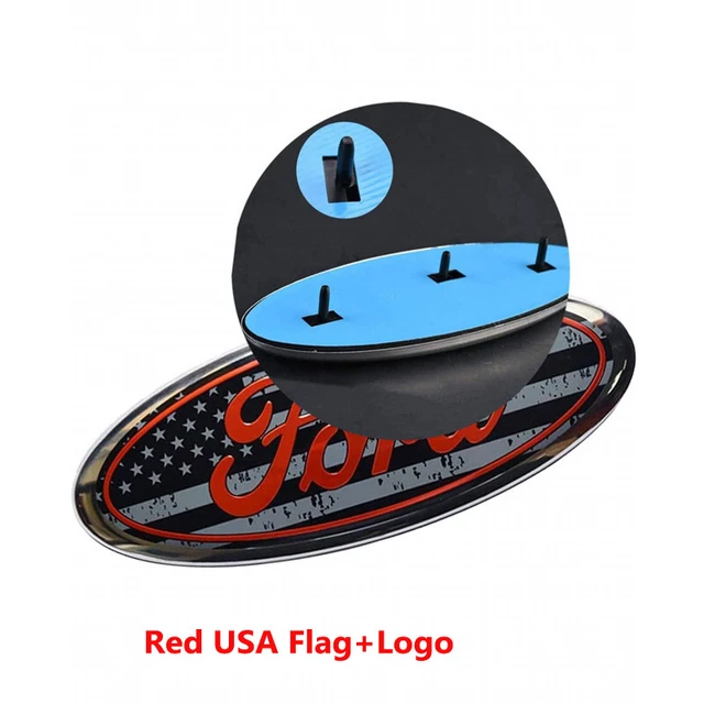 9 Inch US Flag Logo Red Front Grille Tailgate Oval Emblem for 04-14 F150 F250