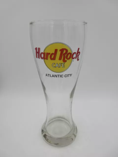 HARD ROCK CAFE Atlantic City NJ PILSNER BEER Glass MAN CAVE BARWARE