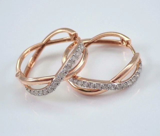 Simulated 1 Ct Round Diamond 14K Rose Gold Plated Wedding Huggie Hoop Earring