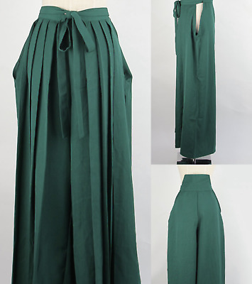 Japanese Woman's Kimono Hakama Umanori Pants Type L:100cm Green